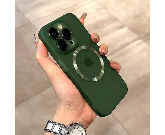Силиконовый чехол "Thin matte silicone" with MagSafe для Apple iPhone 15 Pro Max Зеленый