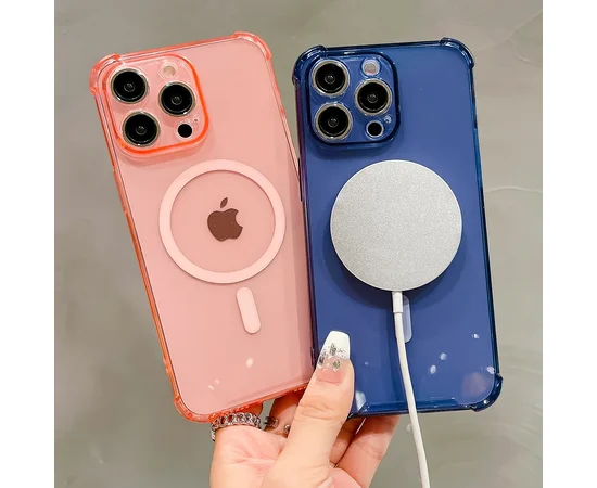 Силиконовый чехол "Clear Magnetic" with MagSafe для Apple iPhone 13 Pro Max Розовый