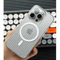Пластиковый чехол "Luxury Corrugated" with MagSafe для Apple iPhone 14 Pro Max Прозрачный