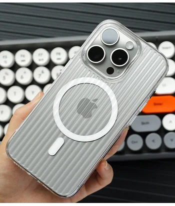 Пластиковий чохол "Luxury Corrugated" with MagSafe для Apple iPhone 15 Pro Прозорий