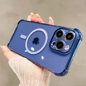 Силиконовый чехол "Clear Magnetic" with MagSafe для Apple iPhone 15 Pro Синий