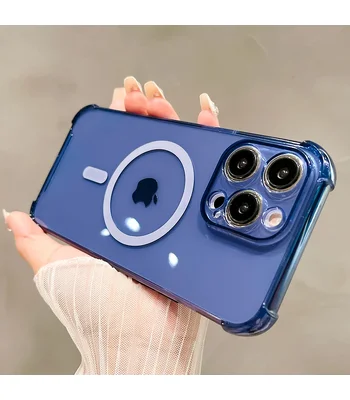 Силиконовый чехол "Clear Magnetic" with MagSafe для Apple iPhone 15 Pro Max Синий