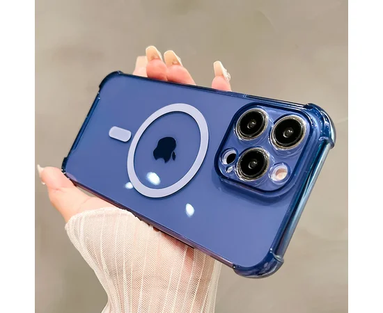 Силіконовий чохол "Clear Magnetic" with MagSafe для Apple iPhone 15 Pro Max Синій