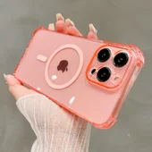 Силиконовый чехол "Clear Magnetic" with MagSafe для Apple iPhone 15 Pro Розовый