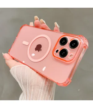 Силиконовый чехол "Clear Magnetic" with MagSafe для Apple iPhone 15 Pro Розовый