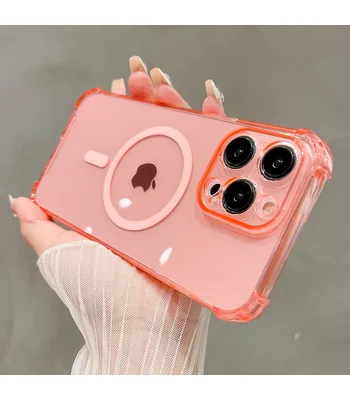 Силіконовий чохол "Clear Magnetic" with MagSafe для Apple iPhone 15 Pro Max Рожевий