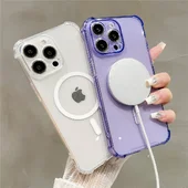 Силиконовый чехол "Clear Magnetic" with MagSafe для Apple iPhone 15 Pro Фиолетовый