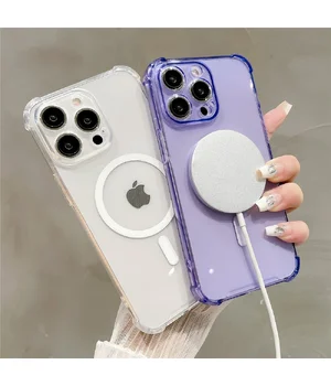 Силіконовий чохол "Clear Magnetic" with MagSafe для Apple iPhone 15 Pro Фіолетовий