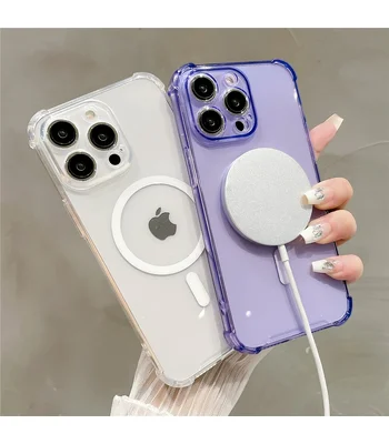 Силиконовый чехол "Clear Magnetic" with MagSafe для Apple iPhone 15 Pro Фиолетовый