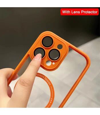 Силиконовый чехол "Acrylic Magnetic" with MagSafe для Apple iPhone 15 Pro Оранжевый