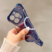 Силиконовый чехол "Clear Magnetic" with MagSafe для Apple iPhone 15 Pro Синий
