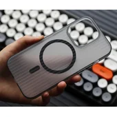 Пластиковый чехол "Luxury Corrugated" with MagSafe для Apple iPhone 14 Pro Max Черный