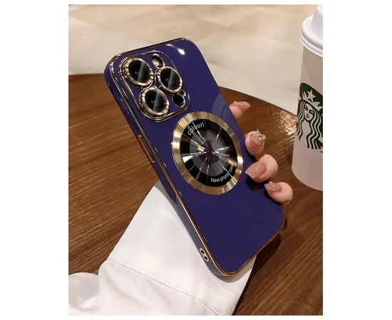 Силиконовый чехол "Diamond Plating" with MagSafe для Apple iPhone 15 Pro Max Фиолетовый