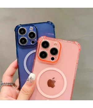 Силиконовый чехол "Clear Magnetic" with MagSafe для Apple iPhone 15 Pro Розовый