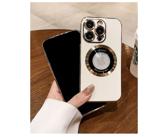 Силиконовый чехол "Diamond Plating" with MagSafe для Apple iPhone 13 Pro Max Белый