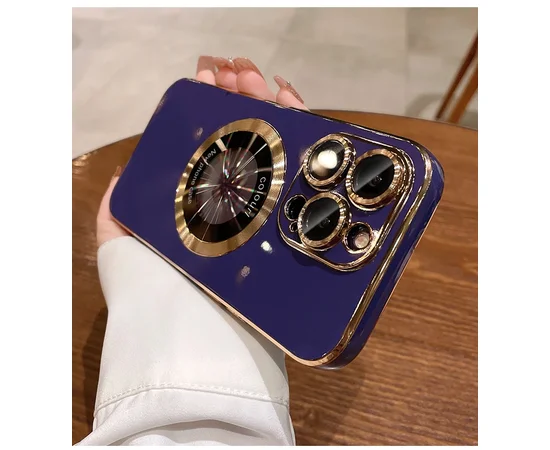 Силиконовый чехол "Diamond Plating" with MagSafe для Apple iPhone 15 Pro Max Фиолетовый