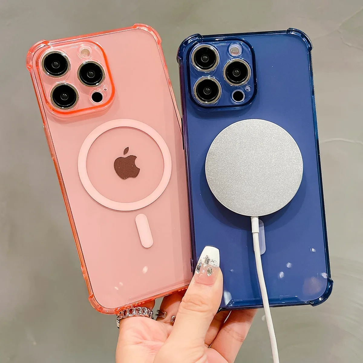 Силиконовый чехол "Clear Magnetic" with MagSafe для Apple iPhone 15 Pro Max Синий