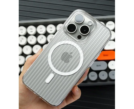 Пластиковий чохол "Luxury Corrugated" with MagSafe для Apple iPhone 15 Pro Прозорий
