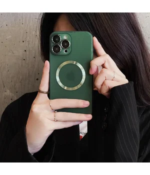 Силіконовий чохол "Thin matte silicone" with MagSafe для Apple iPhone 15 Pro Max Зелений