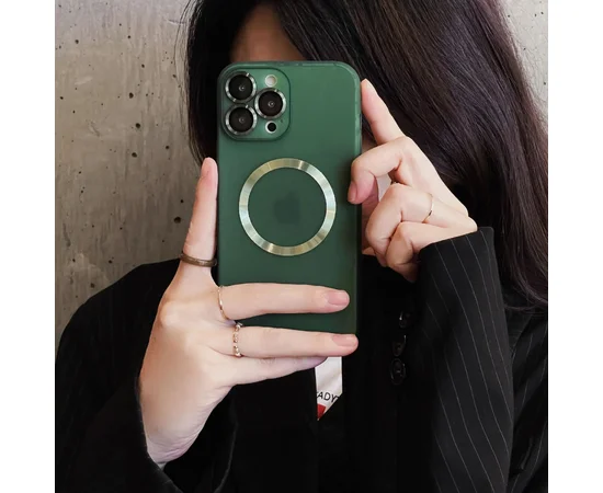 Силіконовий чохол "Thin matte silicone" with MagSafe для Apple iPhone 14 Pro Max Зелений