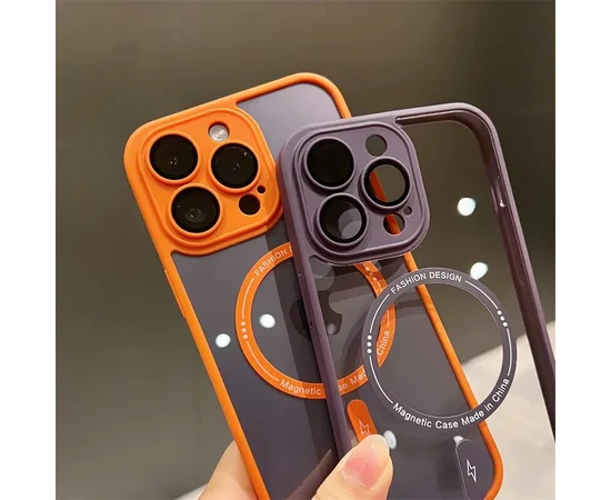 Силиконовый чехол "Acrylic Magnetic" with MagSafe для Apple iPhone 15 Pro Оранжевый