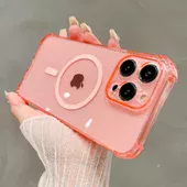 Силиконовый чехол "Clear Magnetic" with MagSafe для Apple iPhone 13 Pro Max Розовый