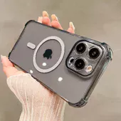 Силиконовый чехол "Clear Magnetic" with MagSafe для Apple iPhone 15 Pro Черный