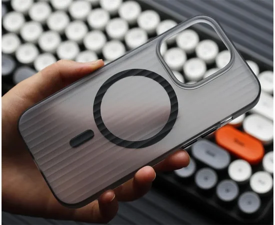 Пластиковий чохол "Luxury Corrugated" with MagSafe для Apple iPhone 14 Pro Max Чорний