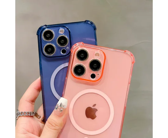 Силиконовый чехол "Clear Magnetic" with MagSafe для Apple iPhone 15 Pro Max Розовый