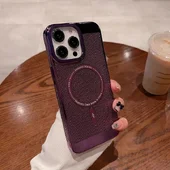 Пластиковый чехол "Breathable Mesh" with MagSafe для Apple iPhone 15 Pro Max Темно-фиолетовый