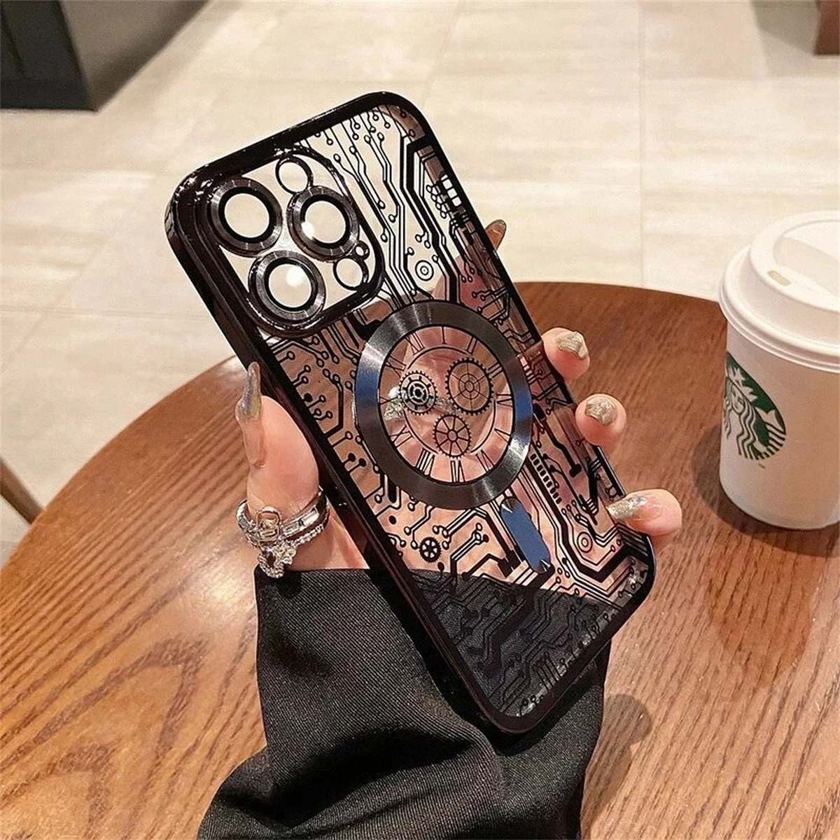 Силиконовый чехол "Micro Plating" with MagSafe для Apple iPhone 15 Pro Черный