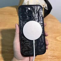Силиконовый чехол "Micro Plating" with MagSafe для Apple iPhone 15 Pro Max Черный