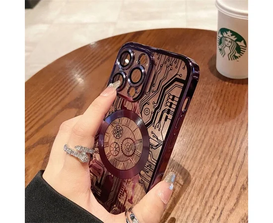 Силиконовый чехол "Micro Plating" with MagSafe для Apple iPhone 15 Pro Фиолетовый