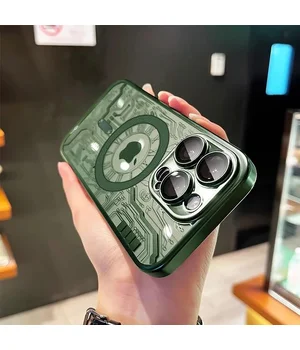 Силіконовий чохол "Micro Plating" with MagSafe для Apple iPhone 15 Pro Max Зелений