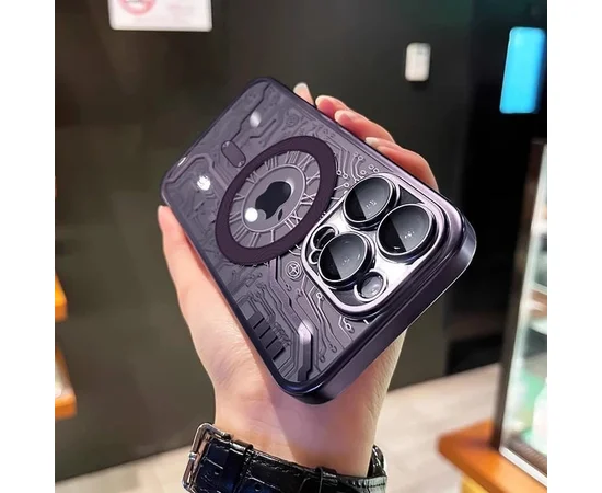 Силиконовый чехол "Micro Plating" with MagSafe для Apple iPhone 15 Pro Фиолетовый