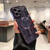 Силиконовый чехол "Micro Plating" with MagSafe для Apple iPhone 15 Pro Фиолетовый