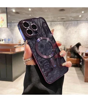 Силиконовый чехол "Micro Plating" with MagSafe для Apple iPhone 15 Pro Фиолетовый