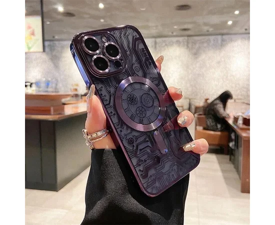 Силиконовый чехол "Micro Plating" with MagSafe для Apple iPhone 15 Pro Фиолетовый