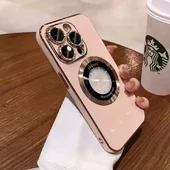 Силиконовый чехол "Diamond Plating" with MagSafe для Apple iPhone 15 Pro Max Пудровый