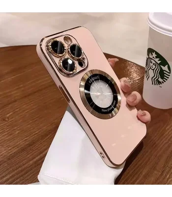 Силіконовий чохол "Diamond Plating" with MagSafe для Apple iPhone 15 Pro Max Пудровий