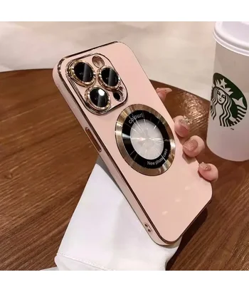 Силіконовий чохол "Diamond Plating" with MagSafe для Apple iPhone 15 Pro Max Пудровий