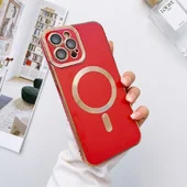 Силиконовый чехол "Luxury Plating" with MagSafe для Apple iPhone 13 Pro Max Rose Red