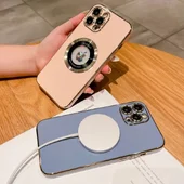 Силиконовый чехол "Diamond Plating" with MagSafe для Apple iPhone 15 Pro Max Пудровый