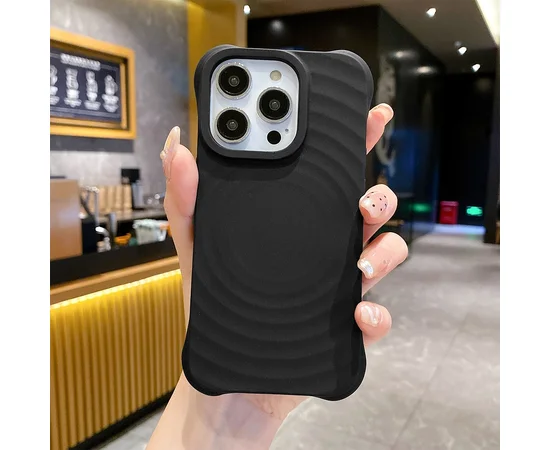 Силиконовый чехол "Water Ripple" with MagSafe для Apple iPhone 15 Pro Max Черный