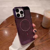 Пластиковый чехол "Breathable Mesh" with MagSafe для Apple iPhone 15 Pro Max Темно-фиолетовый