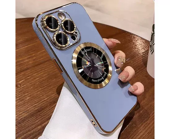 Силиконовый чехол "Diamond Plating" with MagSafe для Apple iPhone 12 Pro Max Стальной синий