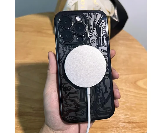 Силиконовый чехол "Micro Plating" with MagSafe для Apple iPhone 15 Pro Черный