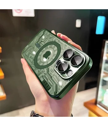 Силіконовий чохол "Micro Plating" with MagSafe для Apple iPhone 14 Pro Max Зелений