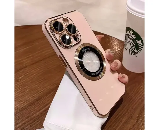 Силиконовый чехол "Diamond Plating" with MagSafe для Apple iPhone 15 Pro Max Пудровый