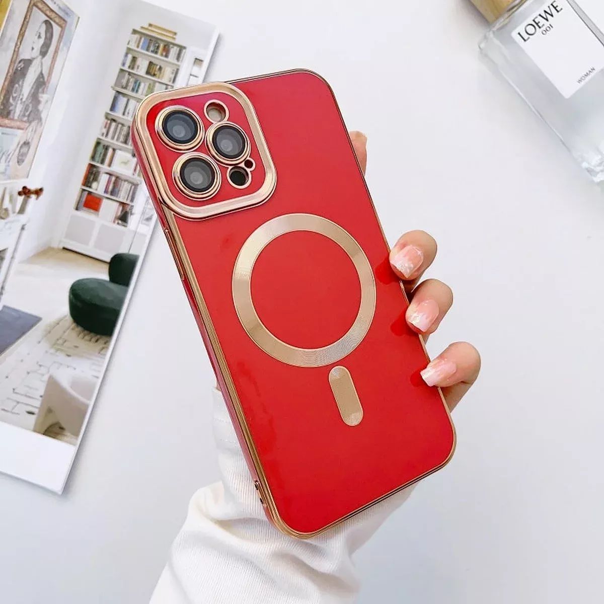 Силиконовый чехол "Luxury Plating" with MagSafe для Apple iPhone 11 Pro Max Rose Red